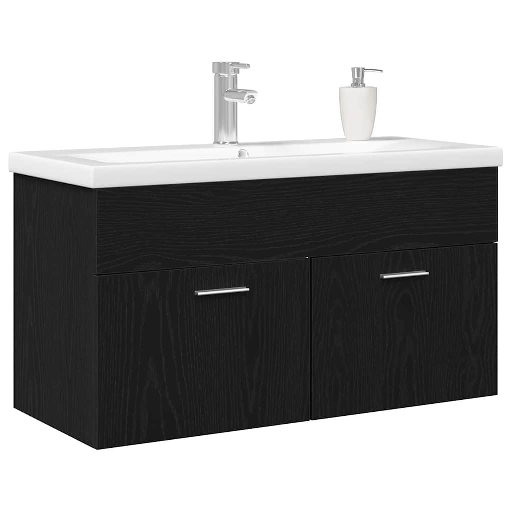 Sink cabinet Black Oak 90 x 38.5 x 46 cm Engineered wood